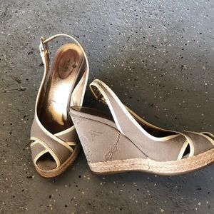 Prada wedge neutral shoes